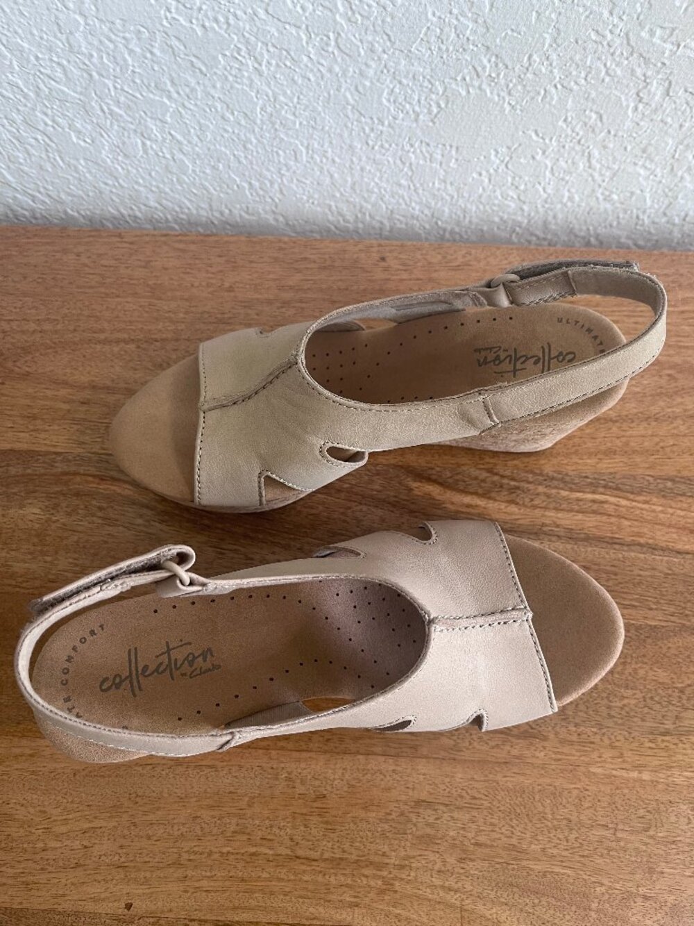 NEW! Clarks Collection Annadel Bari Sand/Natural Suede Wedge Platform Sandal 6 - Picture 10 of 13